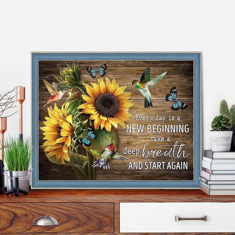 Tiwabb Stamped Cross Stitch Kits for Adults - Sunflower Inspirational Embroidery Kits for Beginners Adults,11 CT Patterns Dimensions Counted Cross Stitch Kits Arts Craft 12x16 inch - Image 2